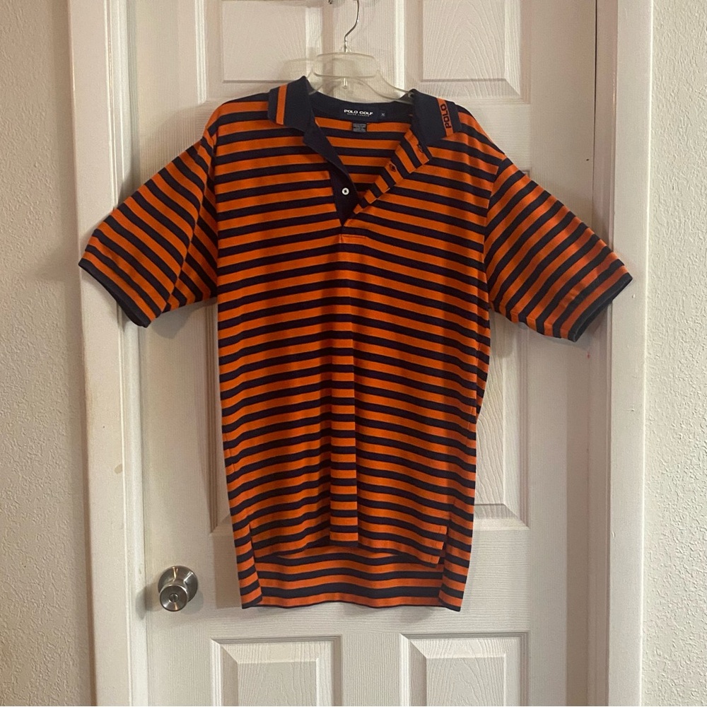 Polo by Ralph Lauren M Vintage USA Orange and Blue Striped Shirt